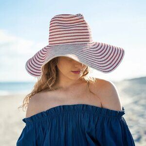 Elegant Red and White Striped Sun Hat